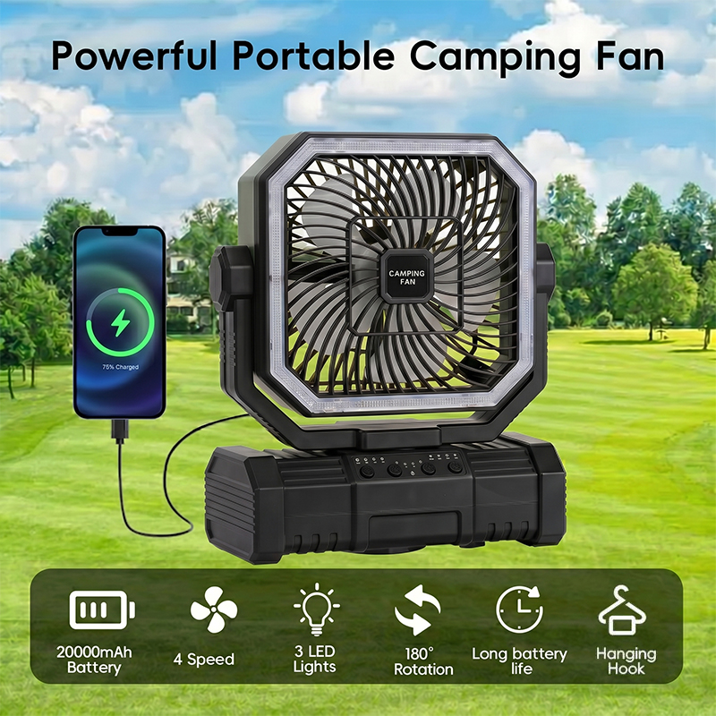 Outdoor Camping Misting Fan - 20000mAh Kamp Tavan Vantilatörü Şarj Edilebilir
