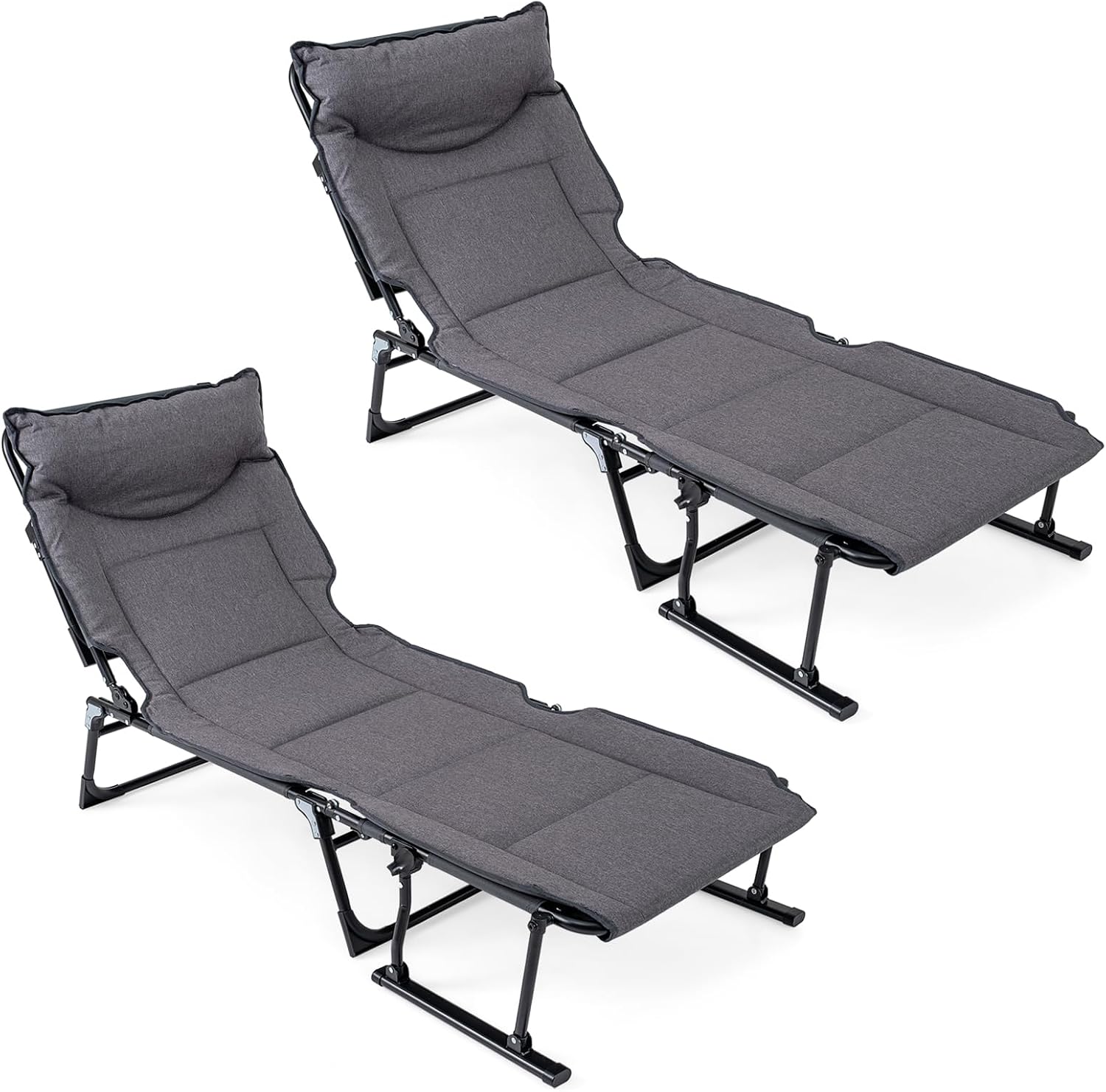 Outdoor Camping Recliner Chairs - Katlanabilir Veranda Şezlong Seti (2 Adet),